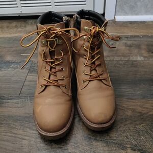 Mabry Tan Heeled Boot - Classic Lace-Up With Zipper